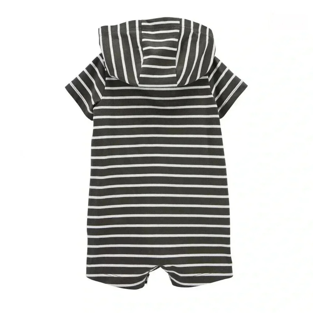 Carter’s - Boys Striped Hooded Romper (size 12 Months) - Picture 2 of 5